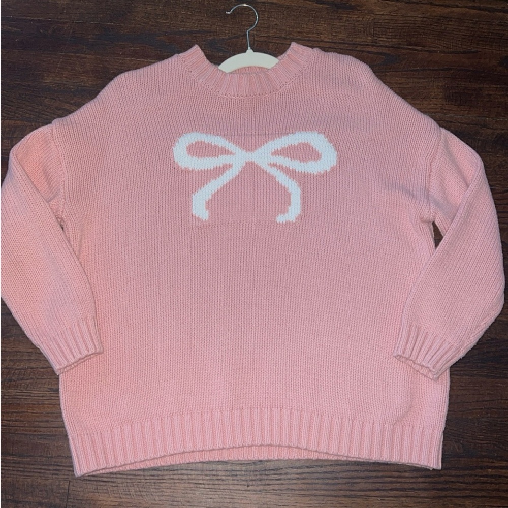 Sincerely Jules Pink Sweater with White Bow